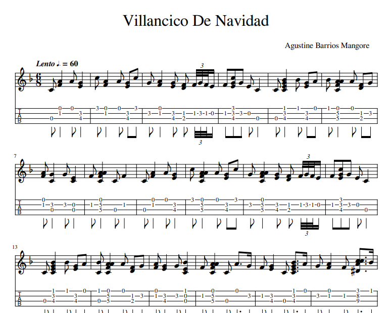 villancico de navidad sheet music for guitar tab